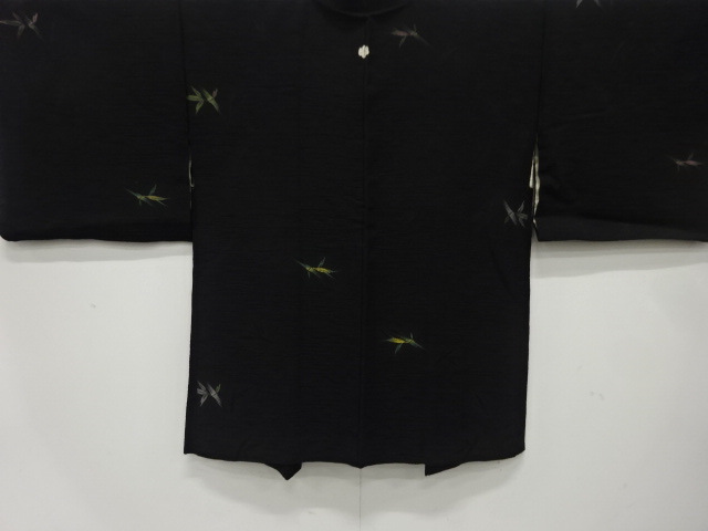 大正ロマン　漆　竹笹模様織出し　一ツ紋羽織